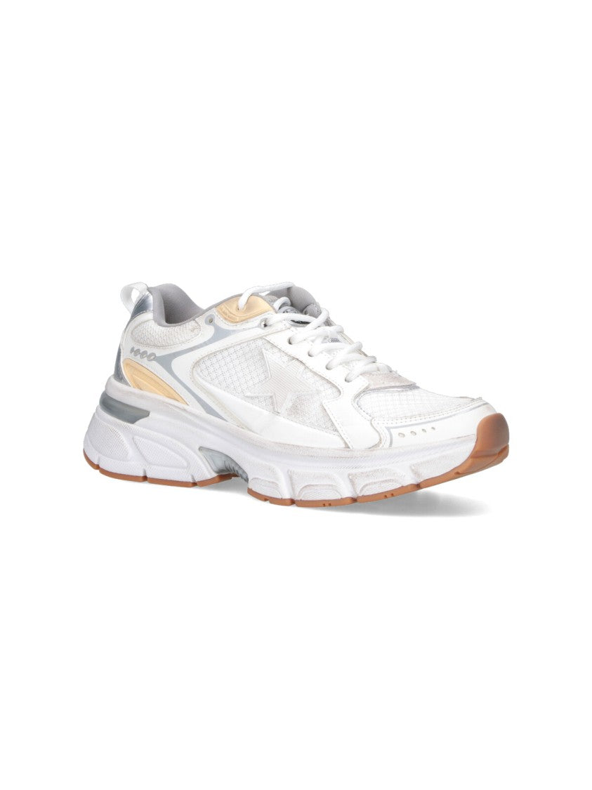 Golden Goose White Lightstar Leather Mesh Chunky Sneakers