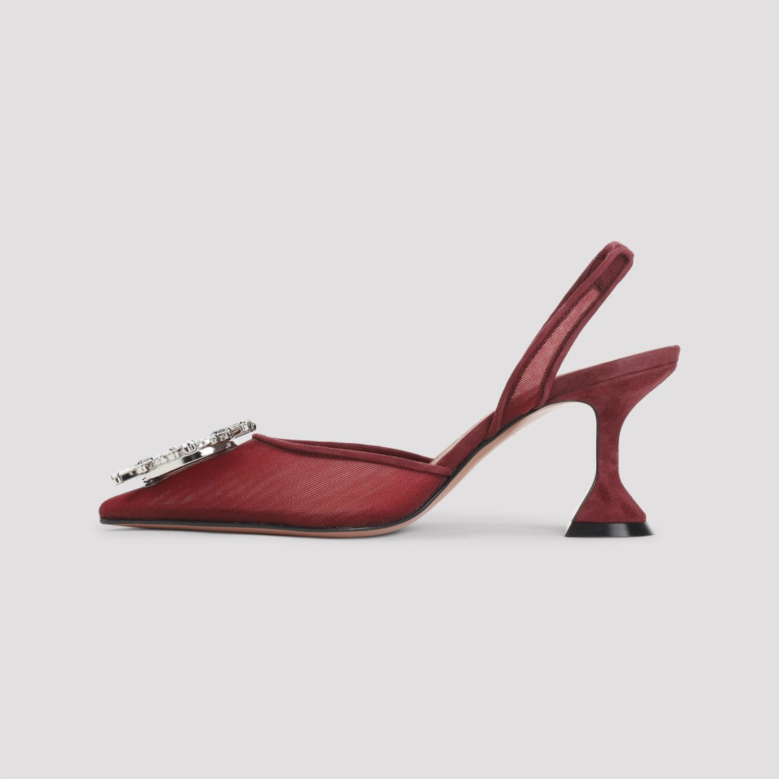 Amina Muaddi Sculpted Heel Pumps With Crystal Embellishment
