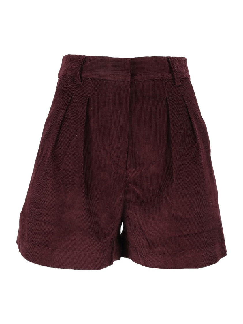 Mc2 Saint Barth Aubergine Aya Pleated Corduroy Mini Shorts