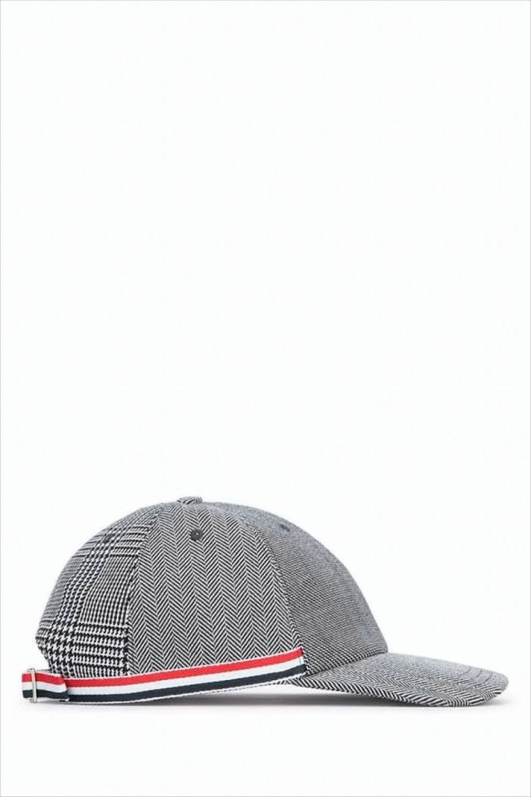 Thom Browne Patchwork Wool Cap With Structured Brim And Striped Detail