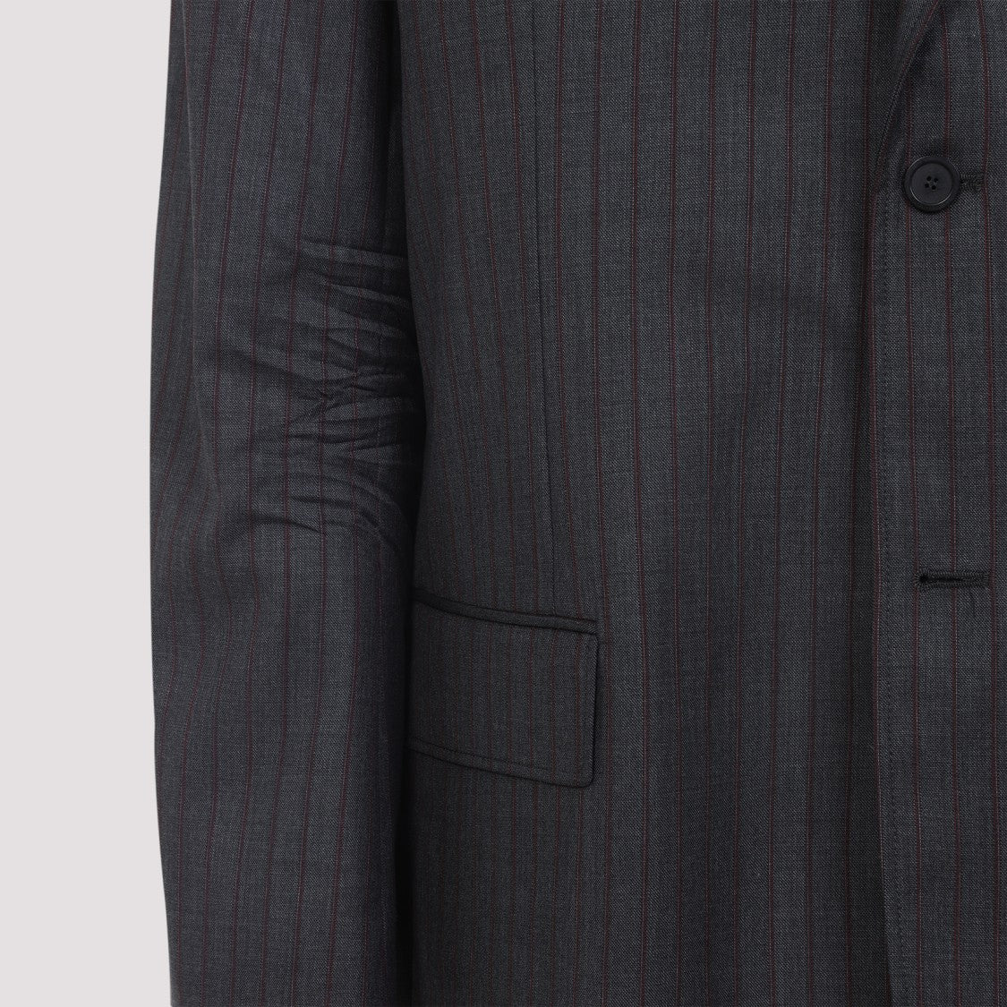 Balenciaga Gray Wool Blazer With Pinstripe Pattern