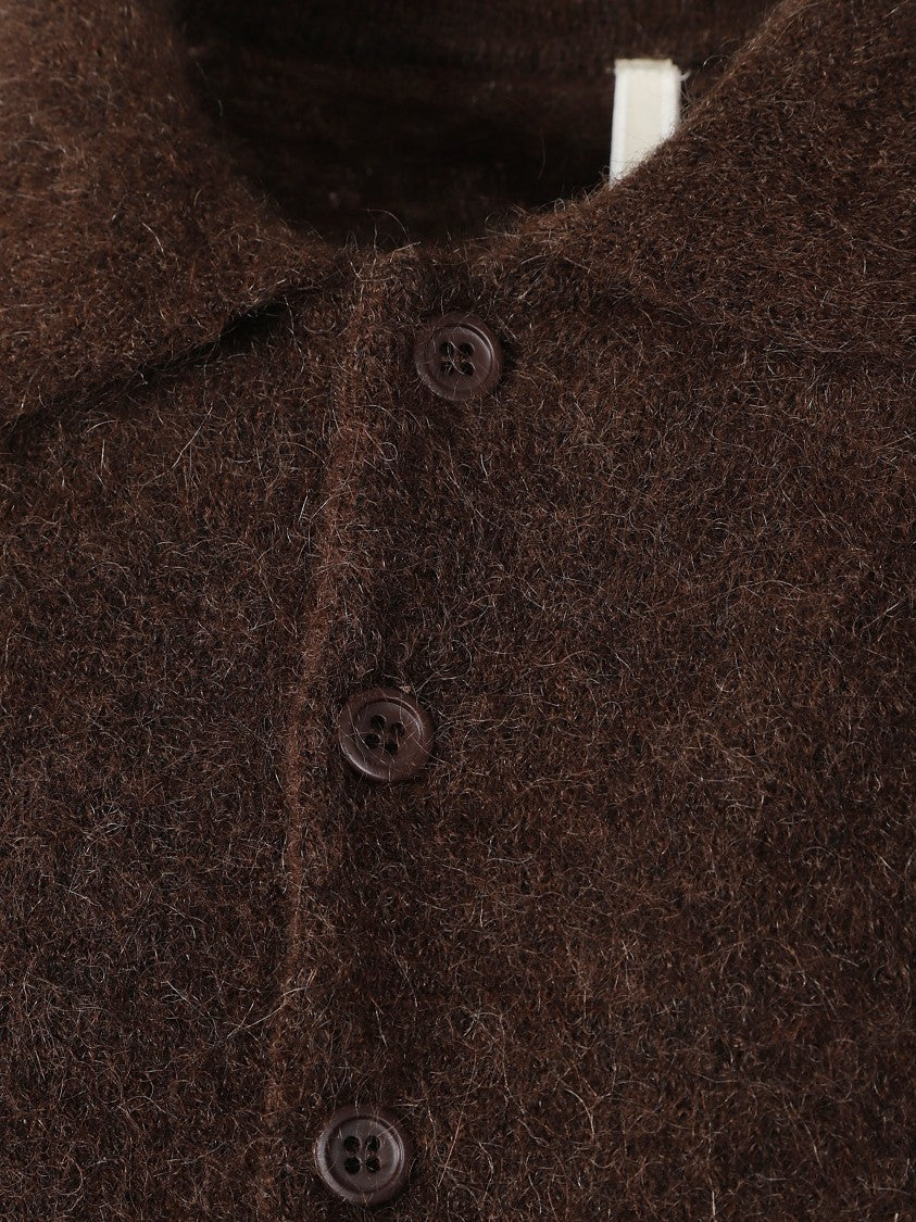 Sunflower Polo Neck Brown Wool Sweater With Button Fastening