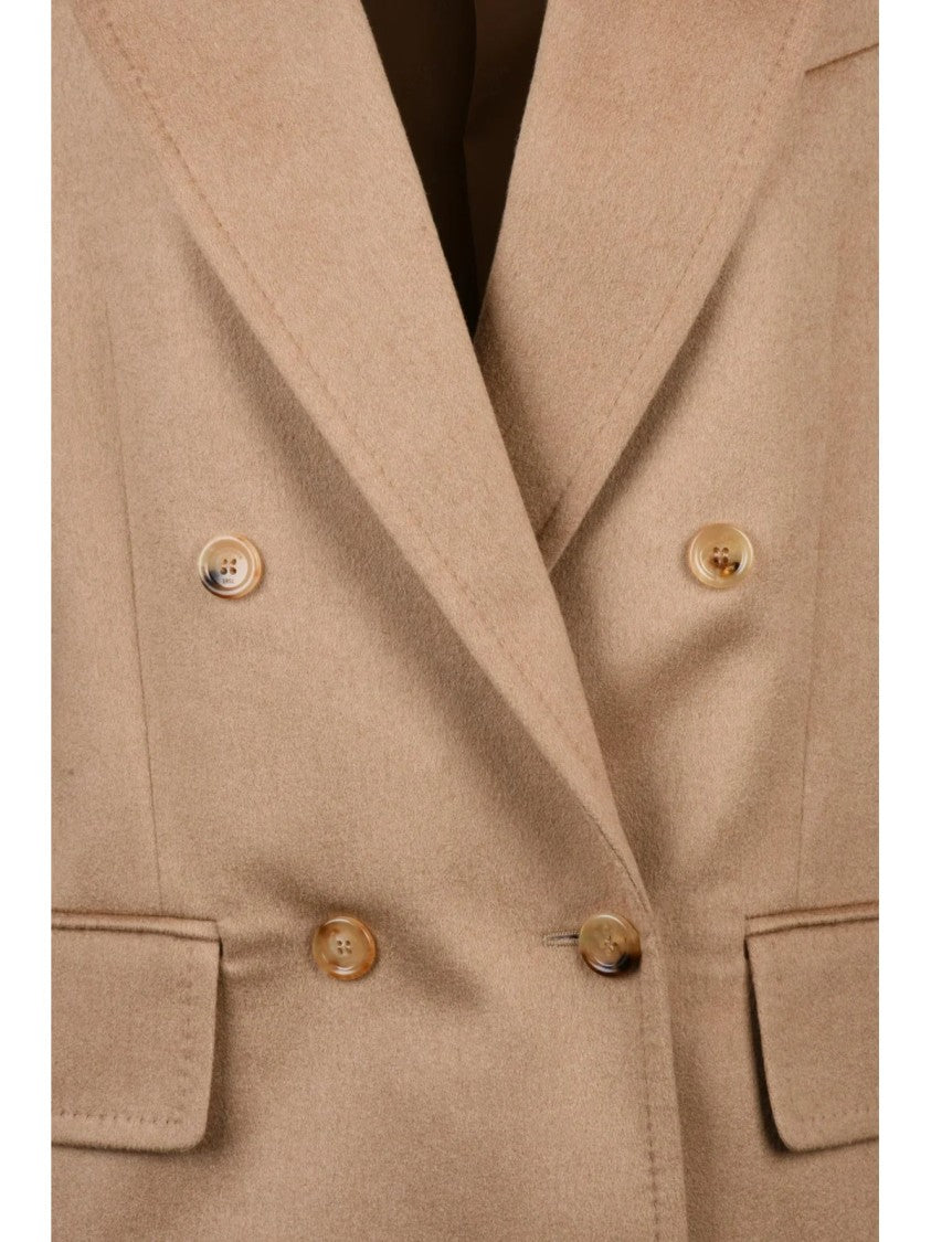 Max Mara Beige Camel Double-Breasted Jacket