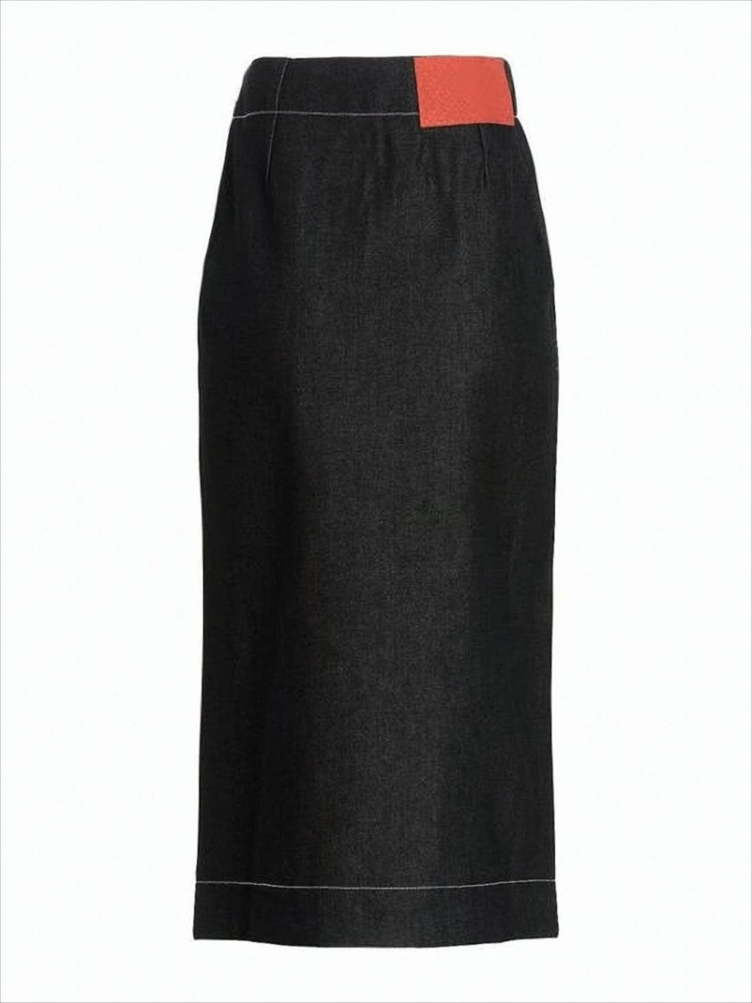 Sunnei Knee-Length Denim Skirt With Wrap-Style Front