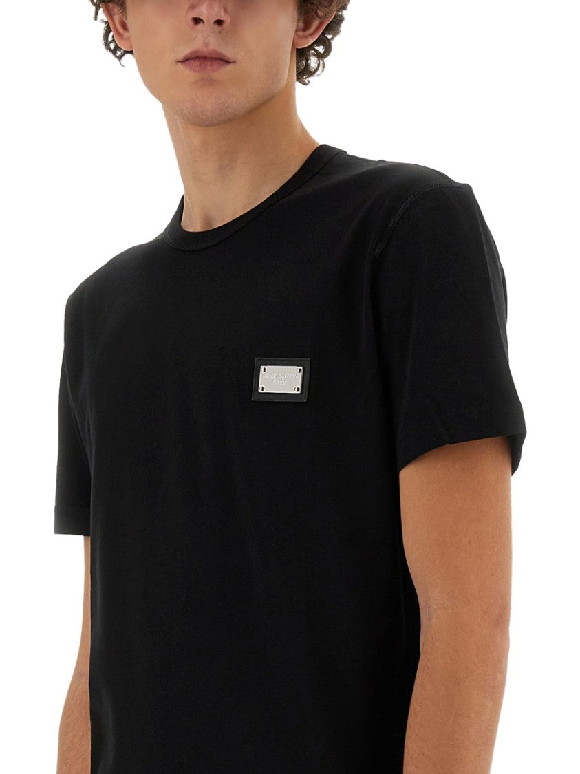 Dolce & Gabbana Regular Fit T-Shirt With Logo Plaque
