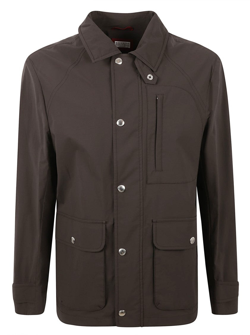 Brunello Cucinelli Tailored Brown Coat With Structured Collar