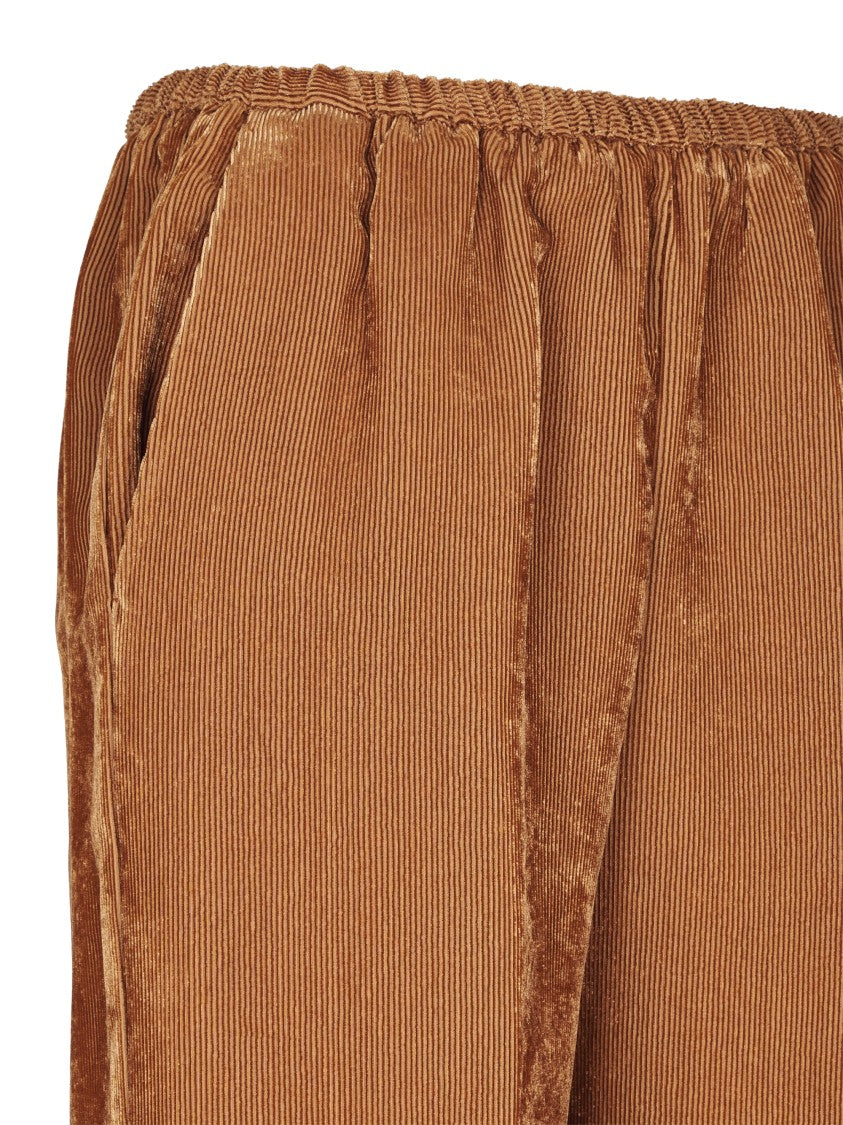 Forte Forte Fluid Ribbed Velvet Wide-Leg Trousers With Elasticated Waistband