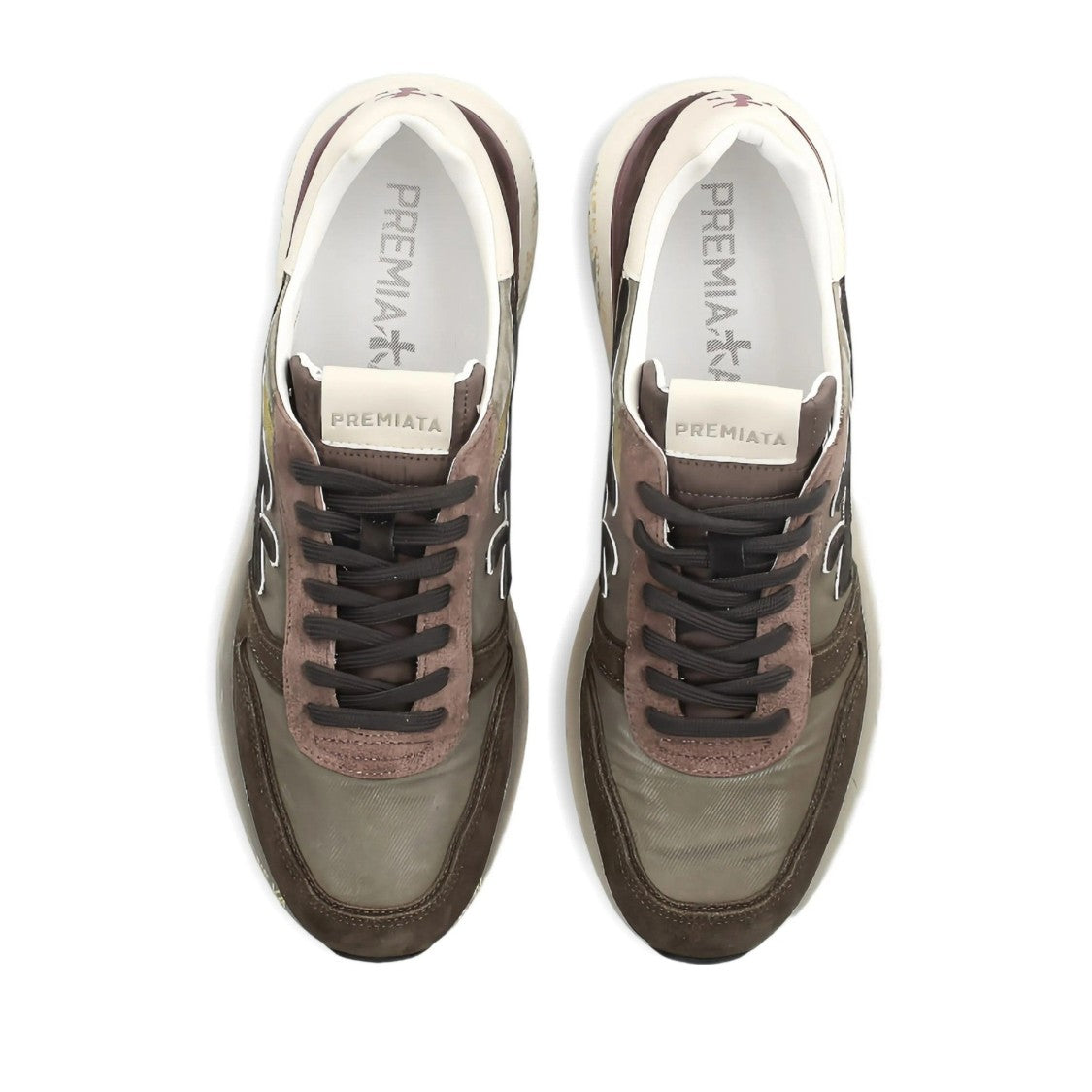 Premiata Brown Mick Leather Graphic Sole Sneakers