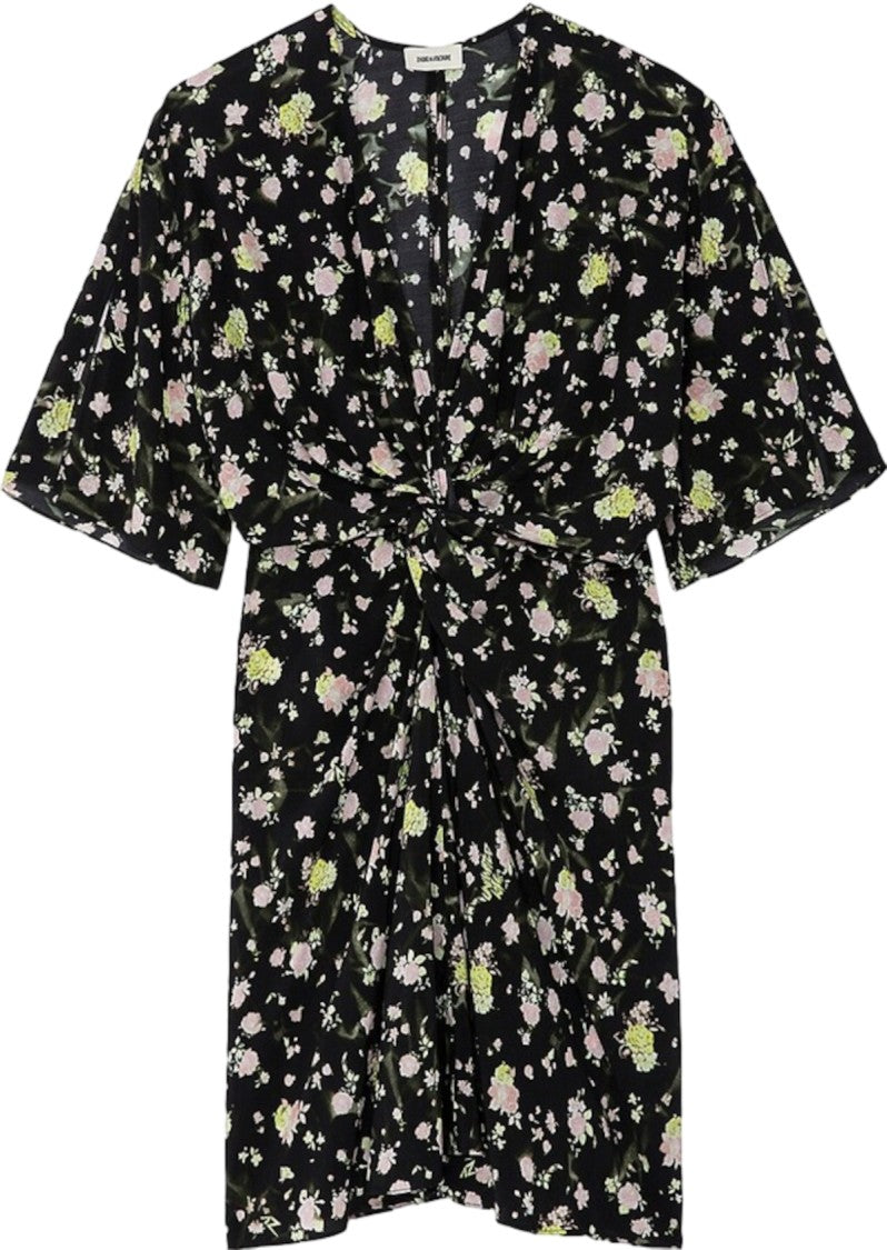 Zadig & Voltaire Mini Dress With Floral Print And Ruched Waist