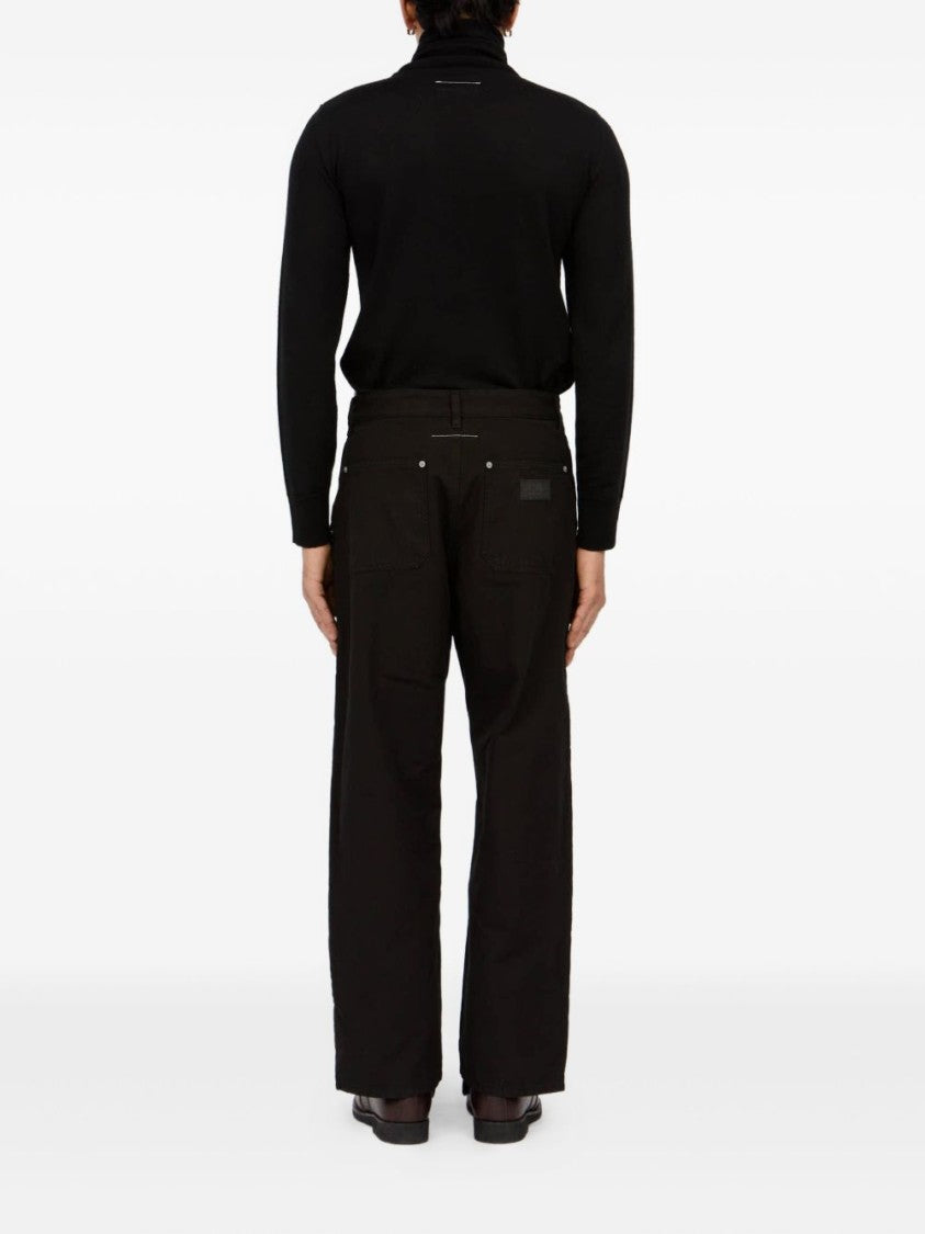 Mm6 By Maison Margiela Black Jeans With Multi-Pocket Design And Silver Rivets