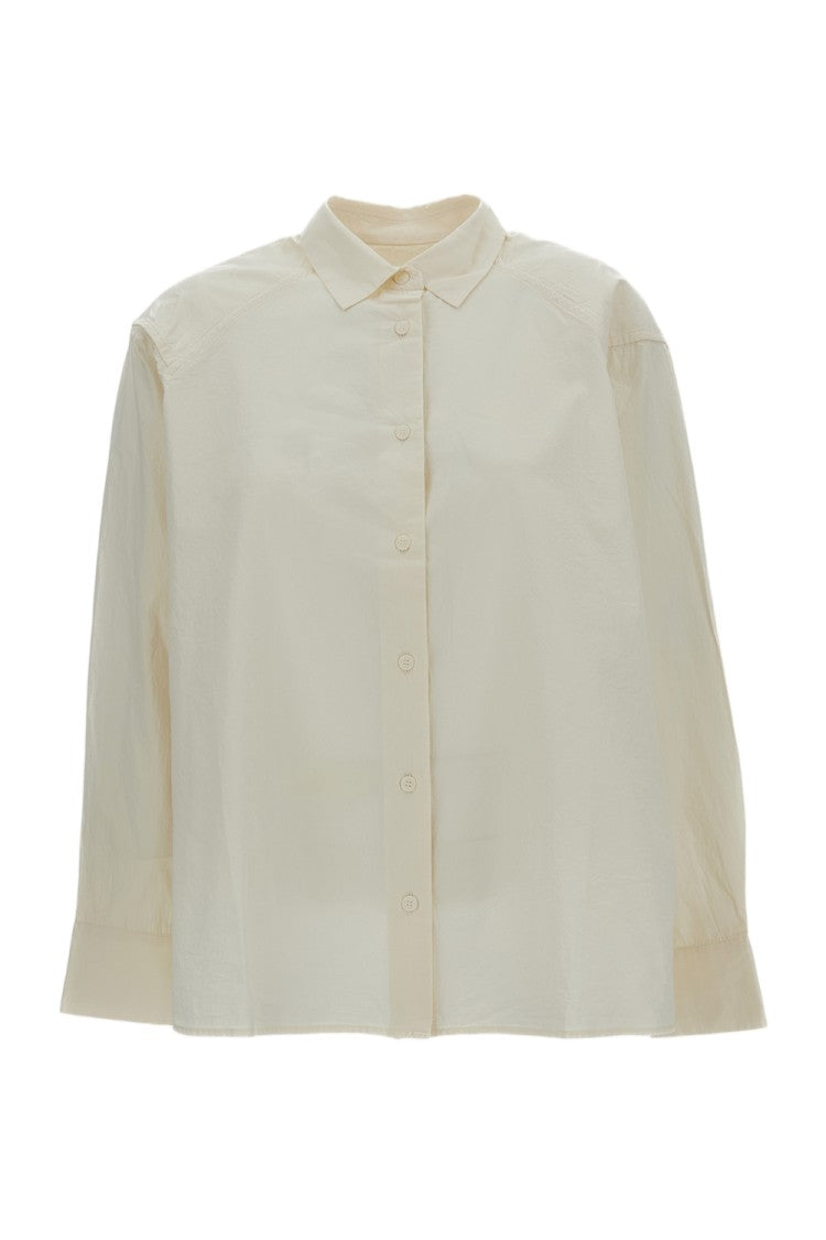 Casey & Casey Chalk Poplin Shirt With Raglan Sleeves And Square Fit