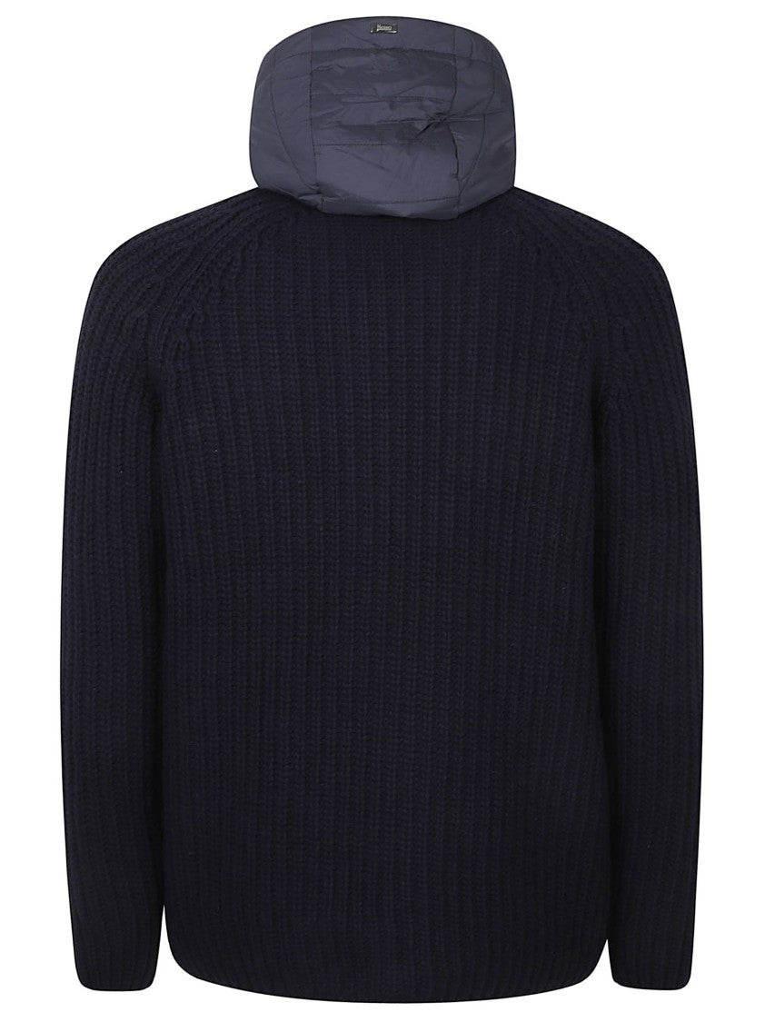 Herno Chunky Knit Coat With Padded Quilted Hood