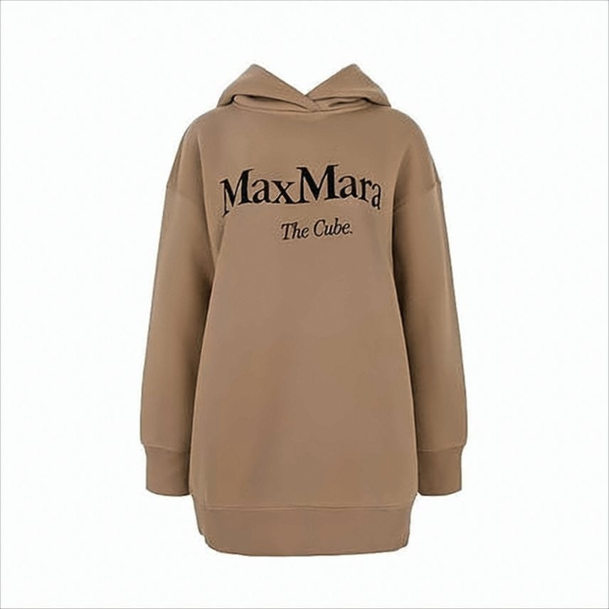 Max Mara Relaxed-Fit Brown Hoodie With Bold Contrasting Text