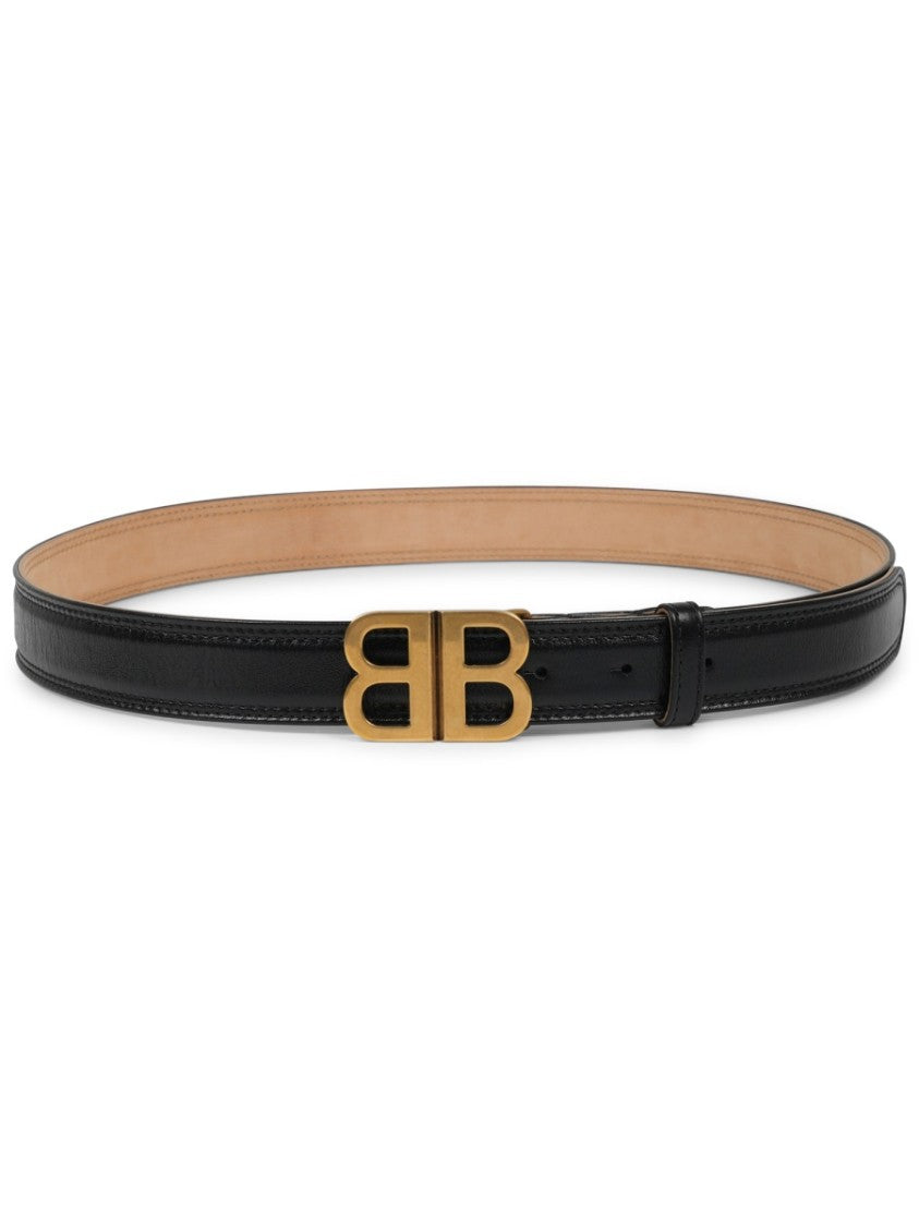 Balenciaga Slim Lambskin Belt With Interlocking Logo Buckle