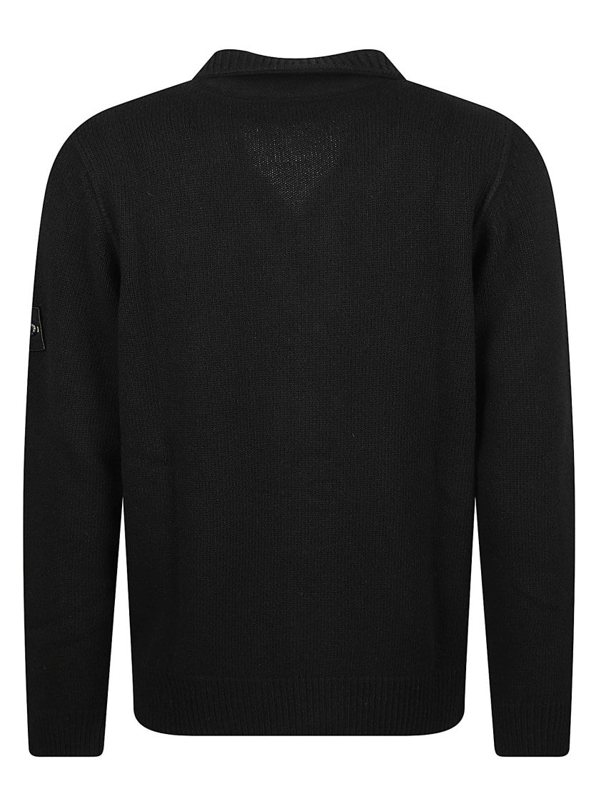Stone Island Rws Black Virgin Wool-Blend Cardigan