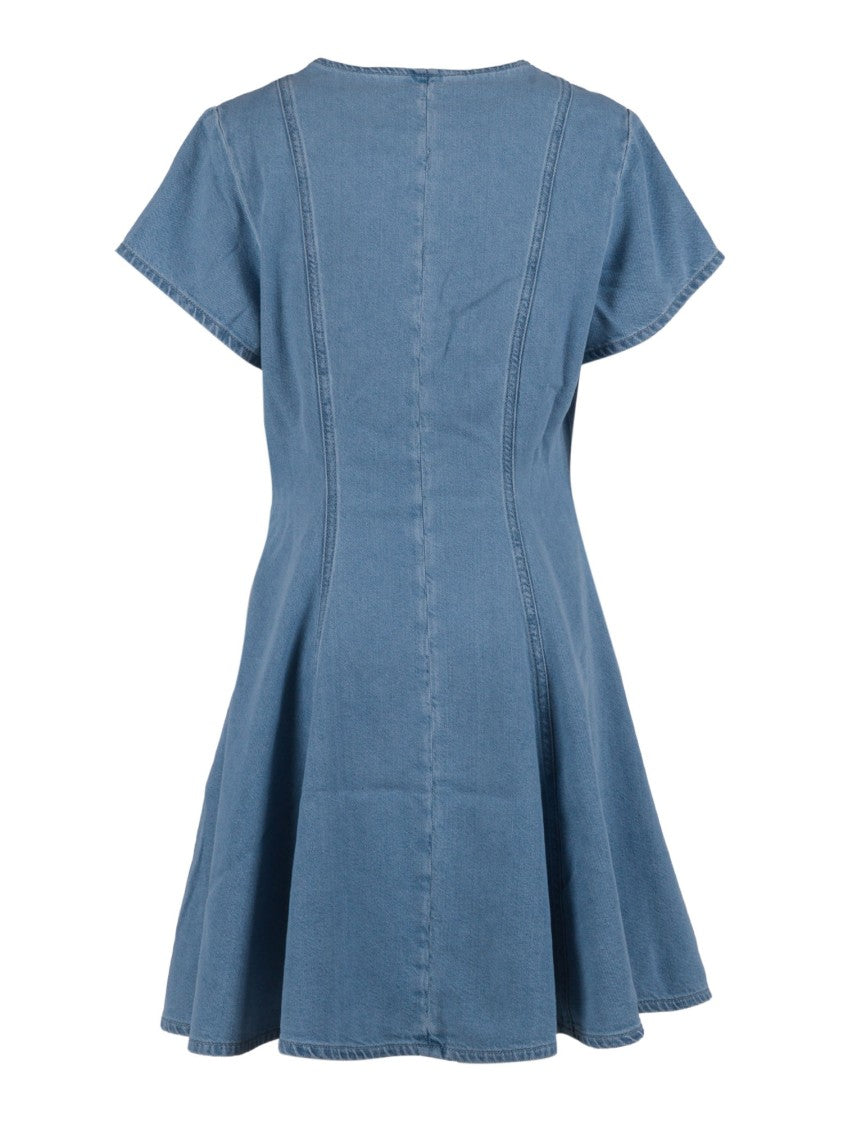 7 For All Mankind Hana Flared V Neck Mini Dress