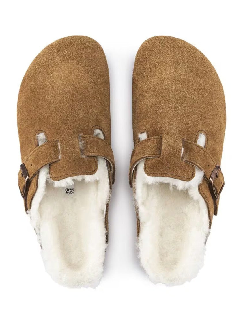 Birkenstock Boston Suede Shearling Sandals
