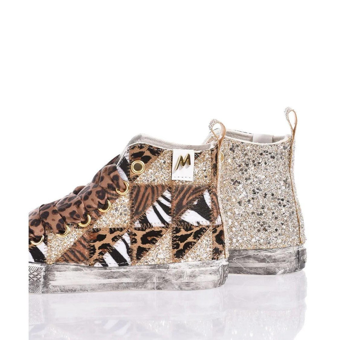 Mimanera Handmade High-Top Sneakers With Jungle Patchwork Design