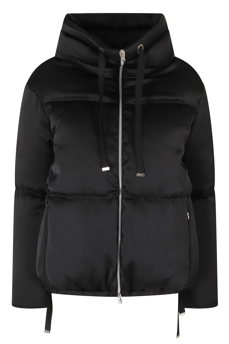 Herno Black High Neck Elastic Waistband Polyester Down Jacket