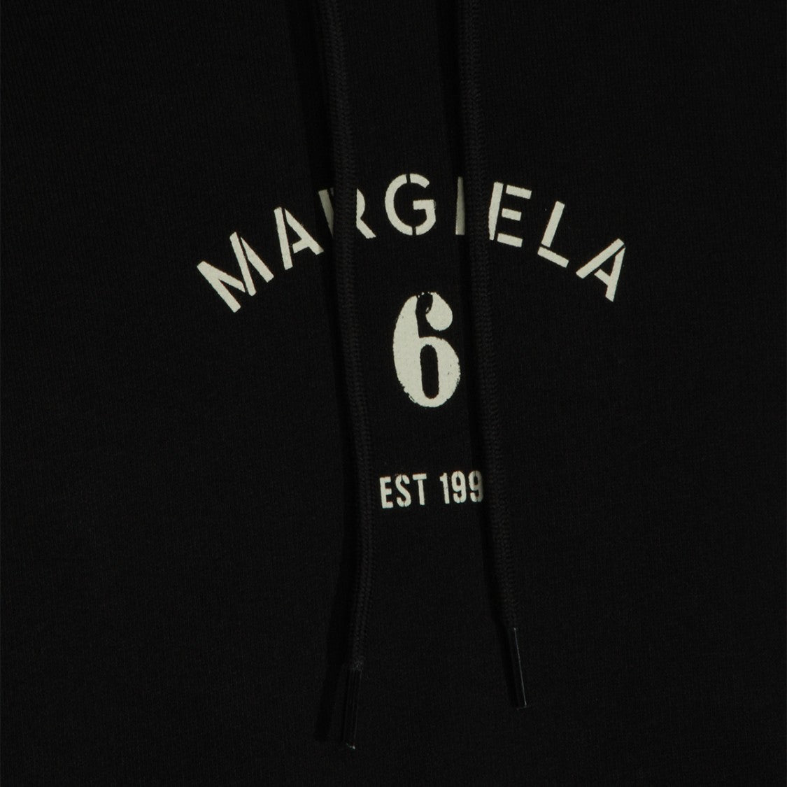Mm6 By Maison Margiela Black Hoodie With Front Kangaroo Pocket And Drawstring Hood