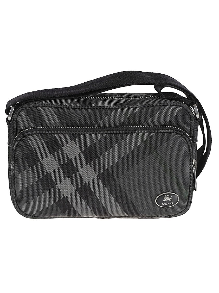 Burberry Classic Checkered Black Crossbody Bag With Adjustable Strap