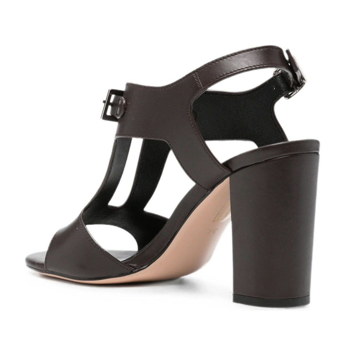 Adrianna Feretti Brown Adjustable Buckle T-Strap Leather Sandals