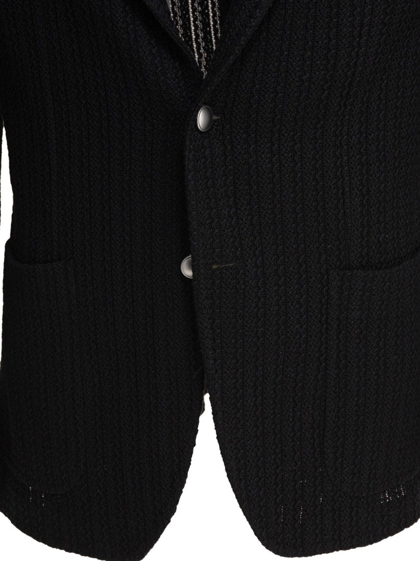 Tagliatore Textured Black Tailored Jacket