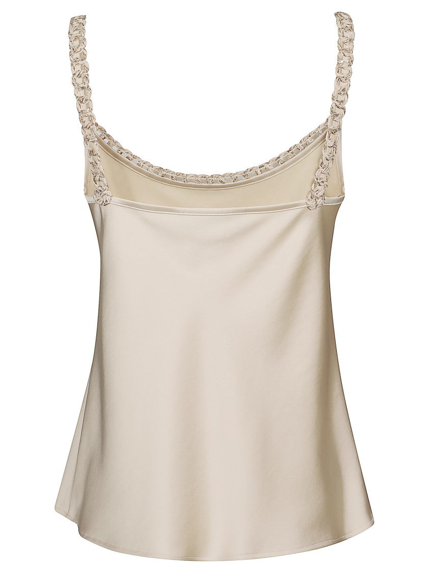 D. Exterior Satin Camisole With Braided Straps And Chain Detail