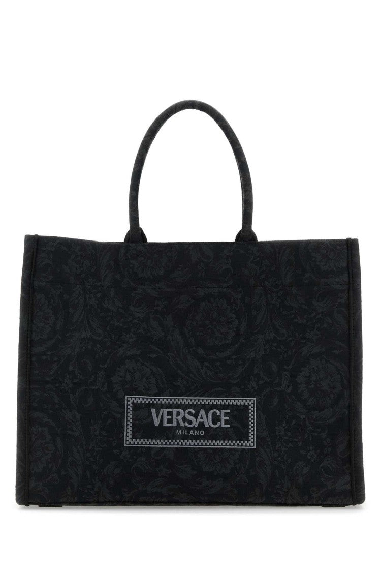 Versace Embroidered Fabric Big Athena Shopping Bag
