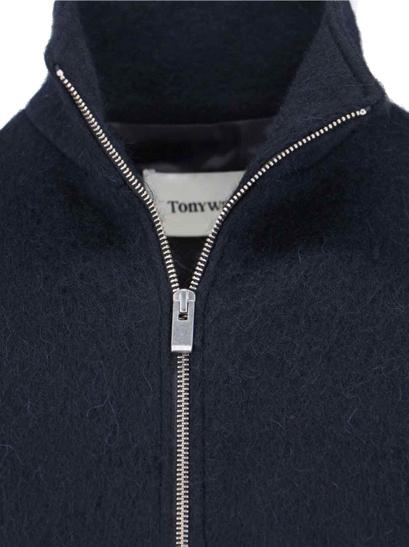 Tonywack Navy Wool Jacket With High Collar