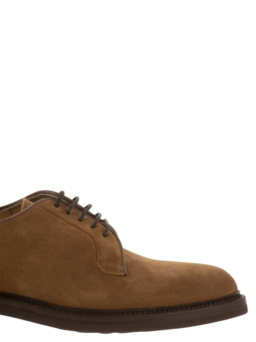 Brunello Cucinelli Brown Suede Derby Shoes