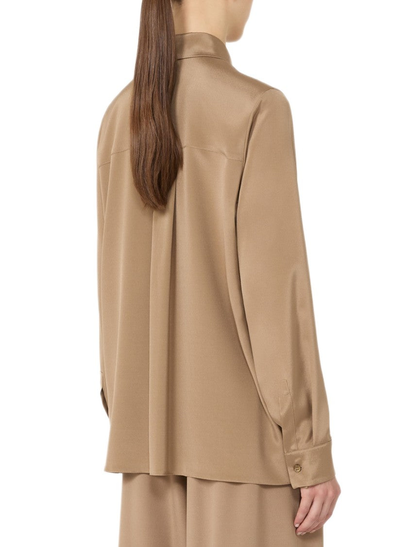 Max Mara Stretch Silk Cady Long-Sleeved Shirt With Mother-Of-Pearl Buttons