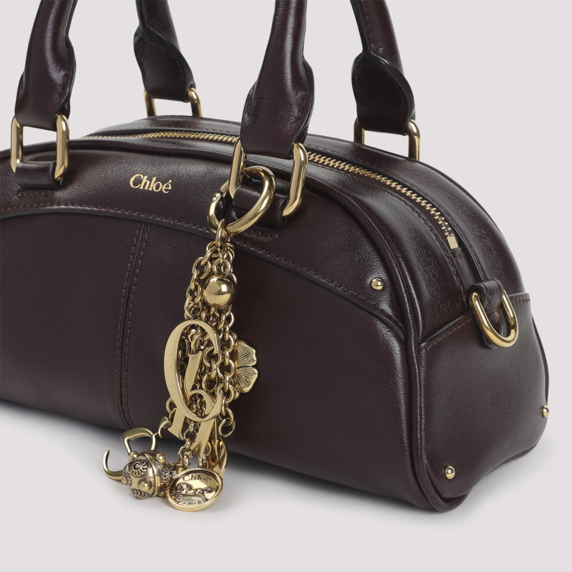 Chloé Rounded Black Calf Leather Handbag With Gold Hardware
