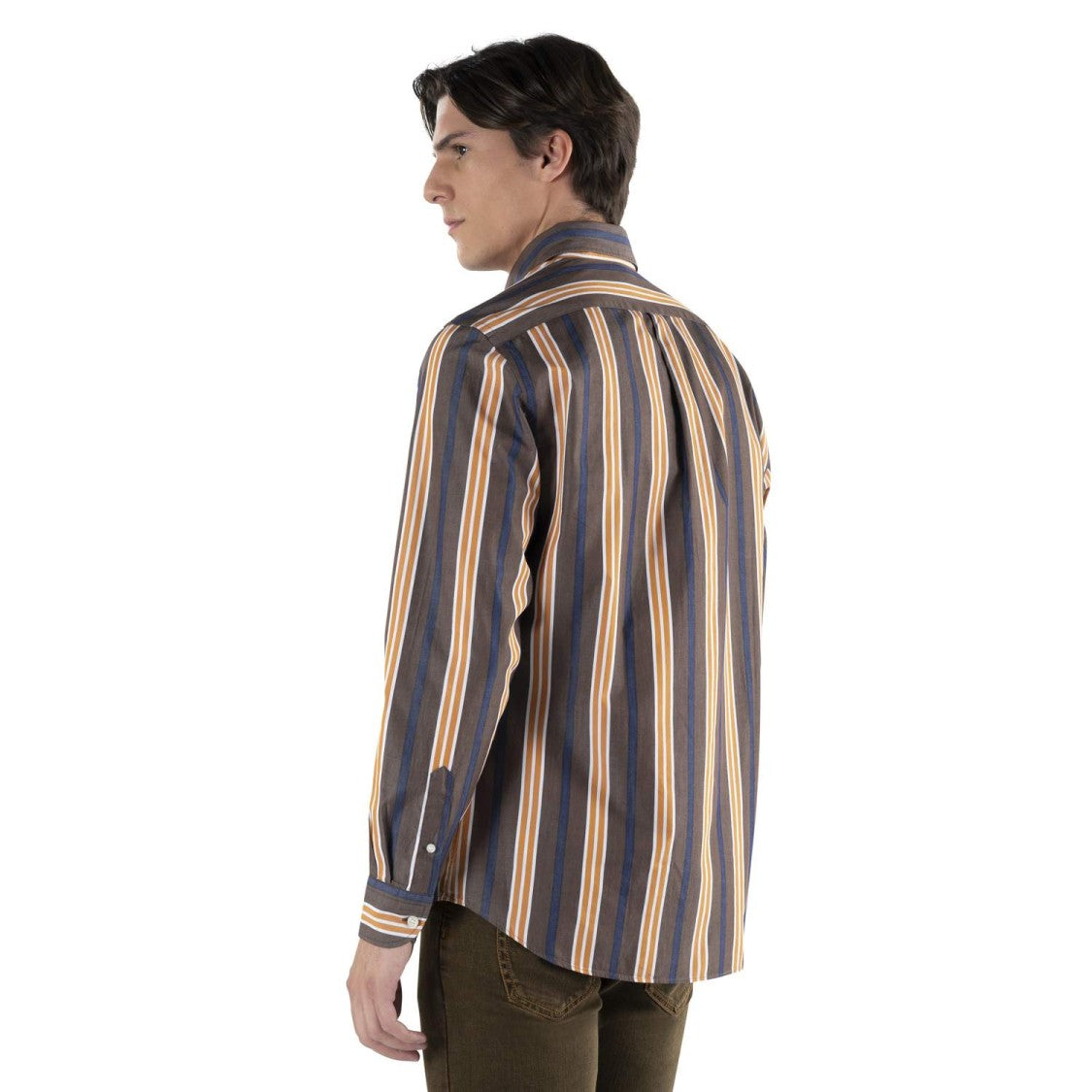 Harmont & Blaine Vertical Striped Casual Shirt With Button-Down Collar