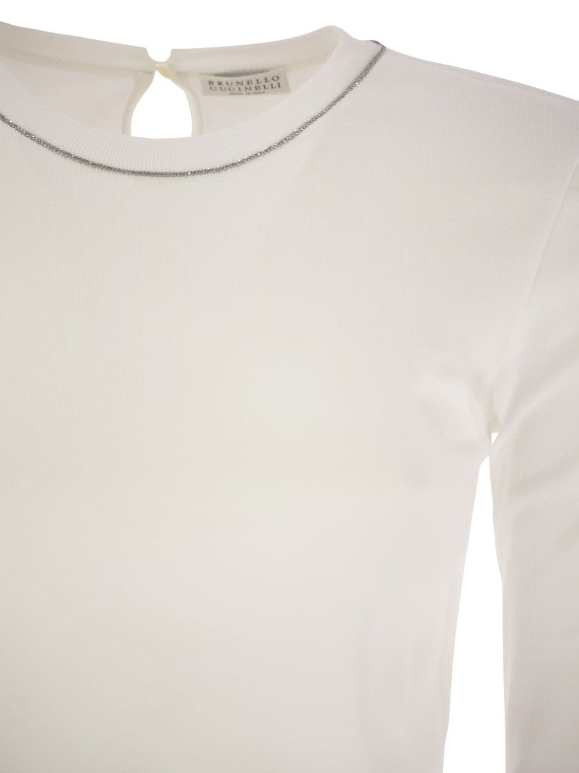 Brunello Cucinelli Ribbed Stretch Cotton Jersey T-Shirt