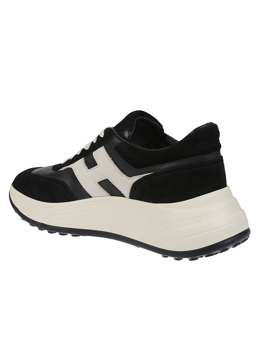 Hogan H669 Black Leather Suede Sneakers
