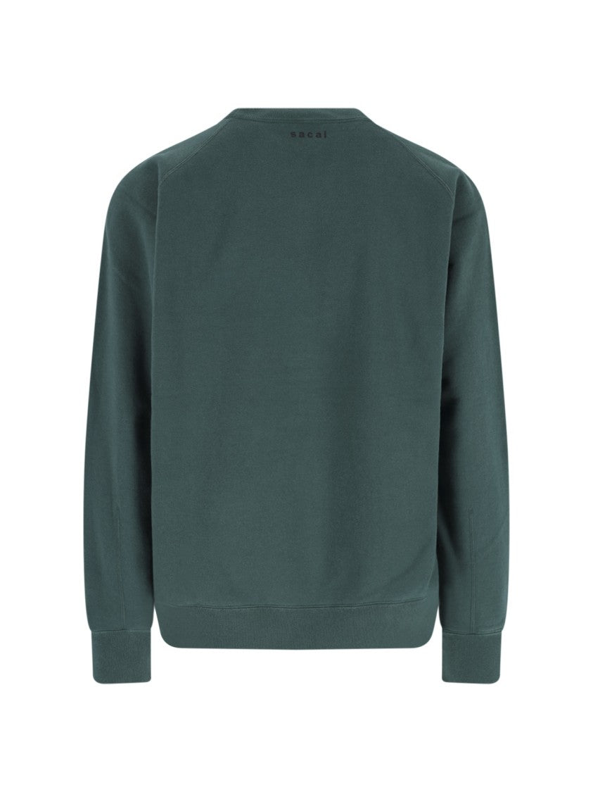 Sacai Graphic Print Cotton Sweatshirt With Ribbed Trims