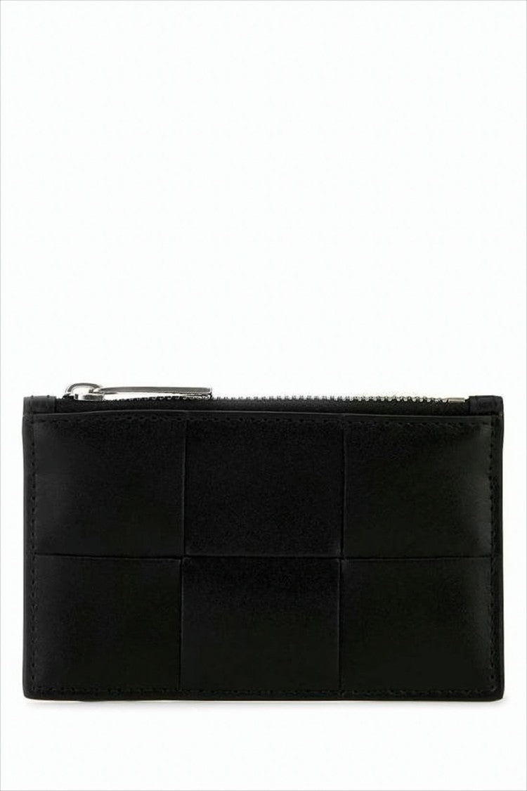Bottega Veneta Rectangular Wallet With Padded Grid Pattern And Zip Closure