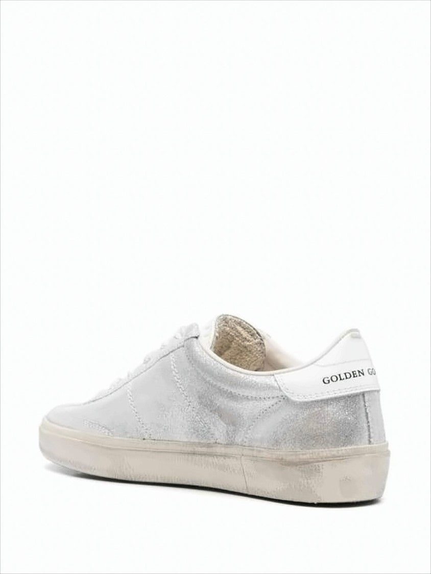 Golden Goose Metallic Silver Leather Low-Top Sneakers