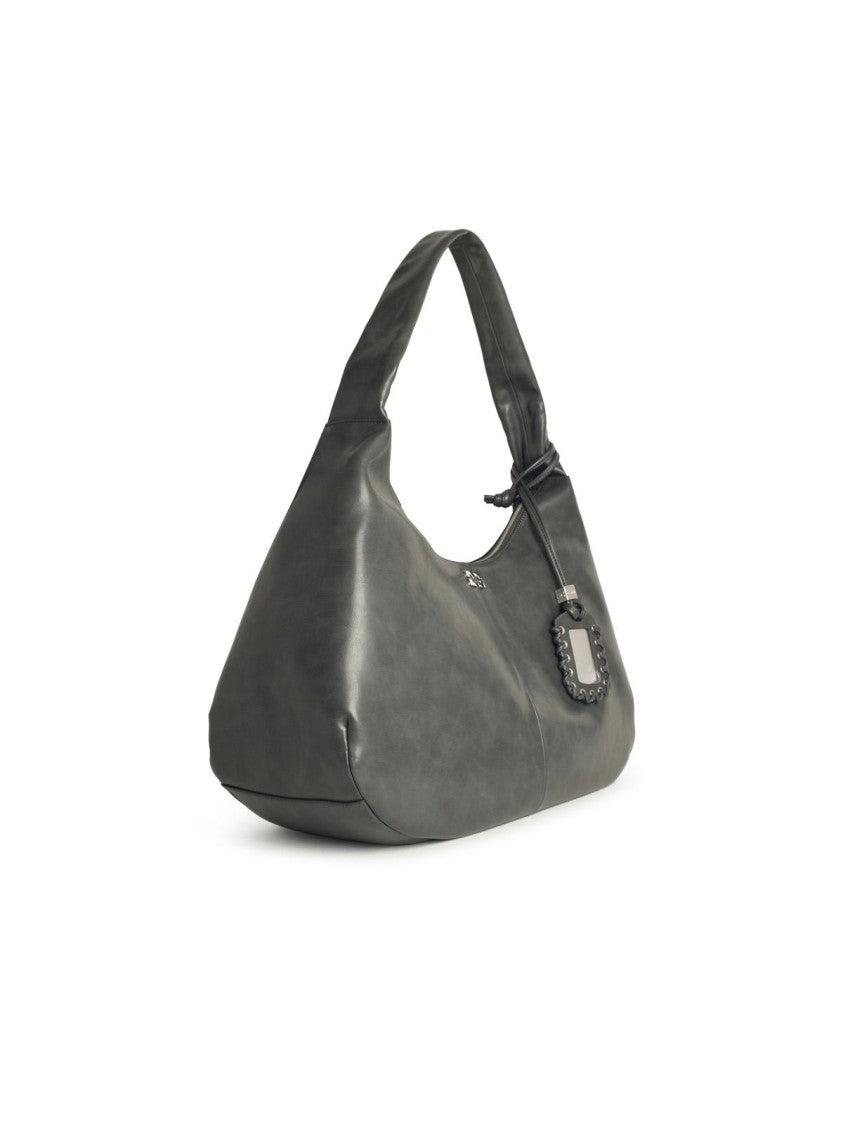 Ganni 'Bou Xxl' Grey Leather Blend Bag