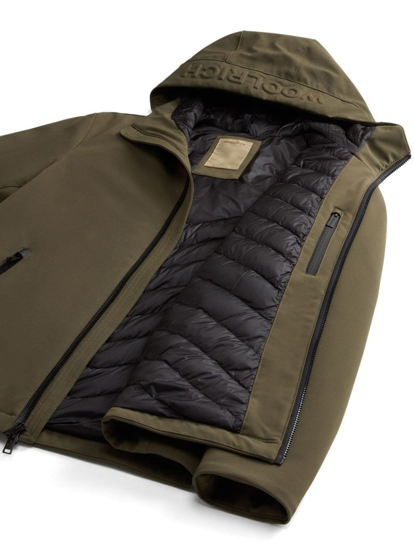 Woolrich Padded Olive Green Logo Jacket