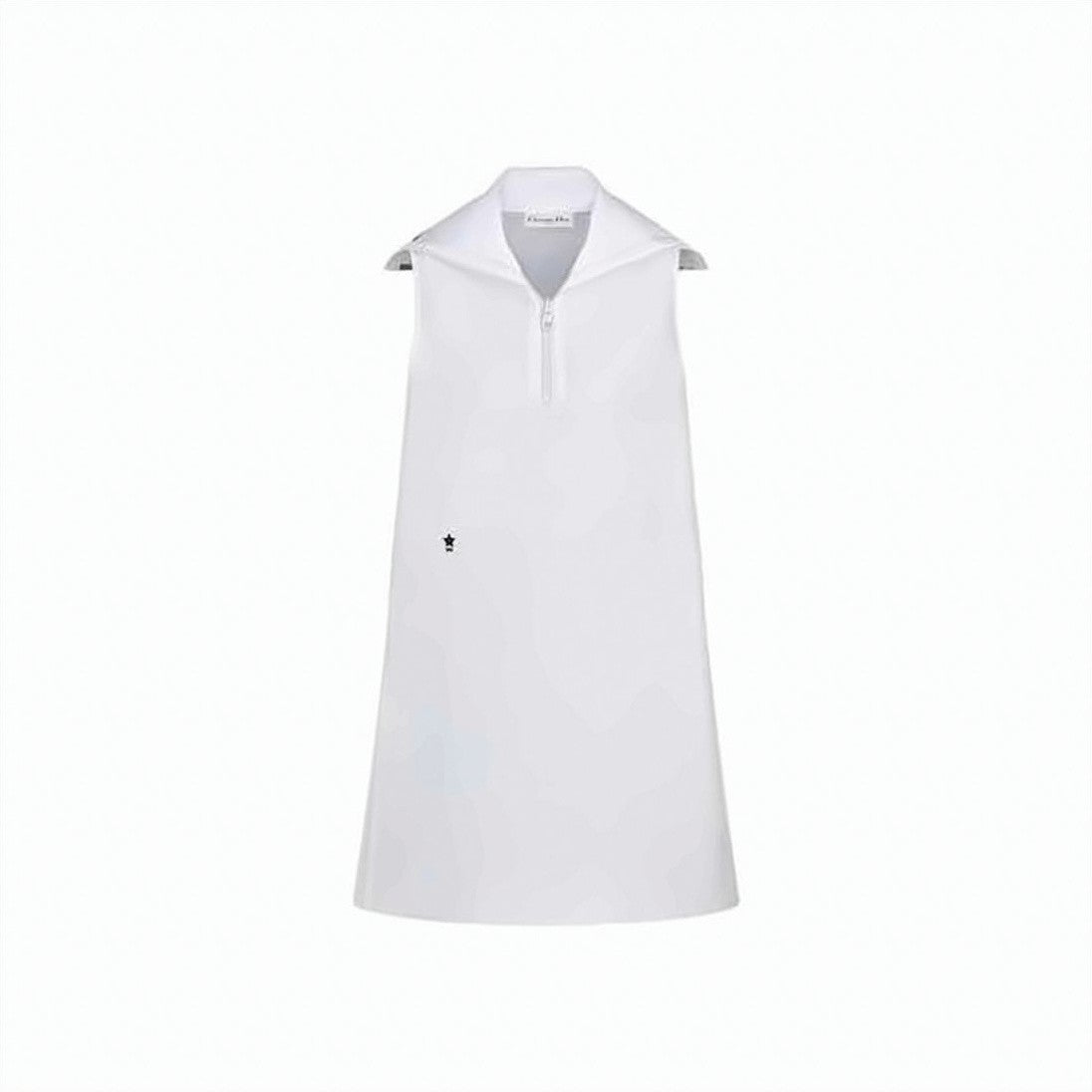 Dior Minimalist White Midi Dress With Zip-Up Front