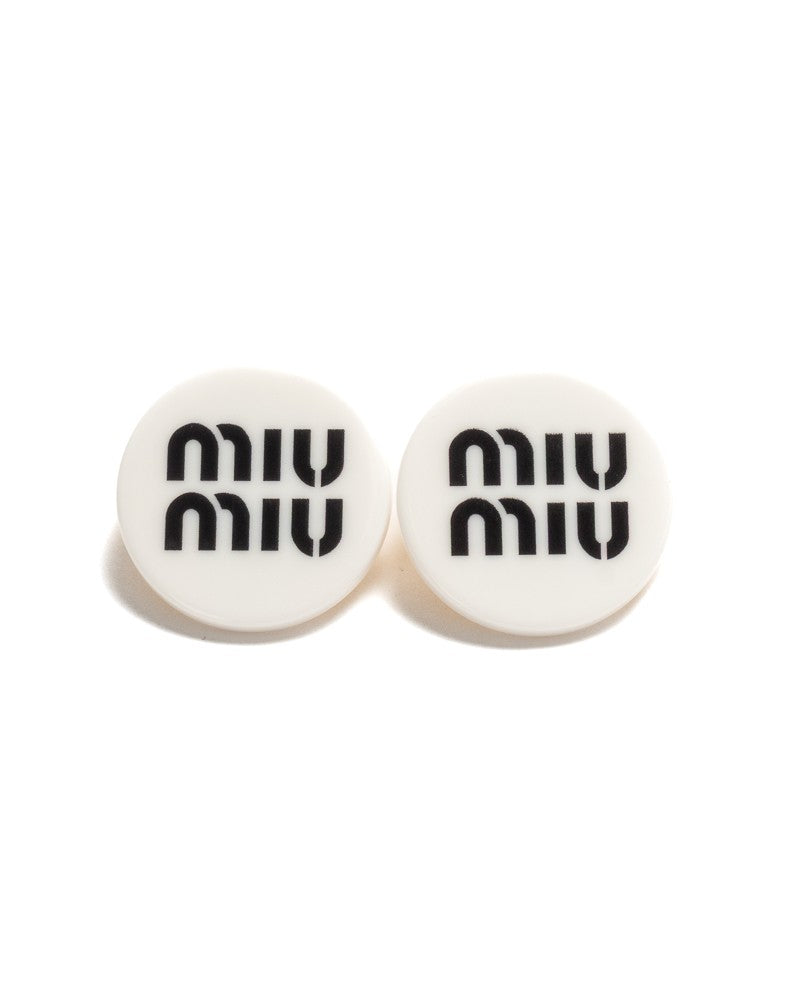 Miu Miu Embossed Logo Circle Earrings