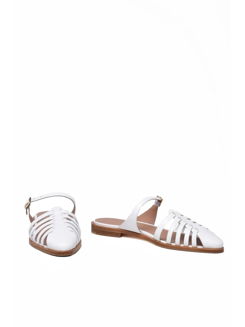 Malone Souliers White Woven Pointed-Toe Leather Mules