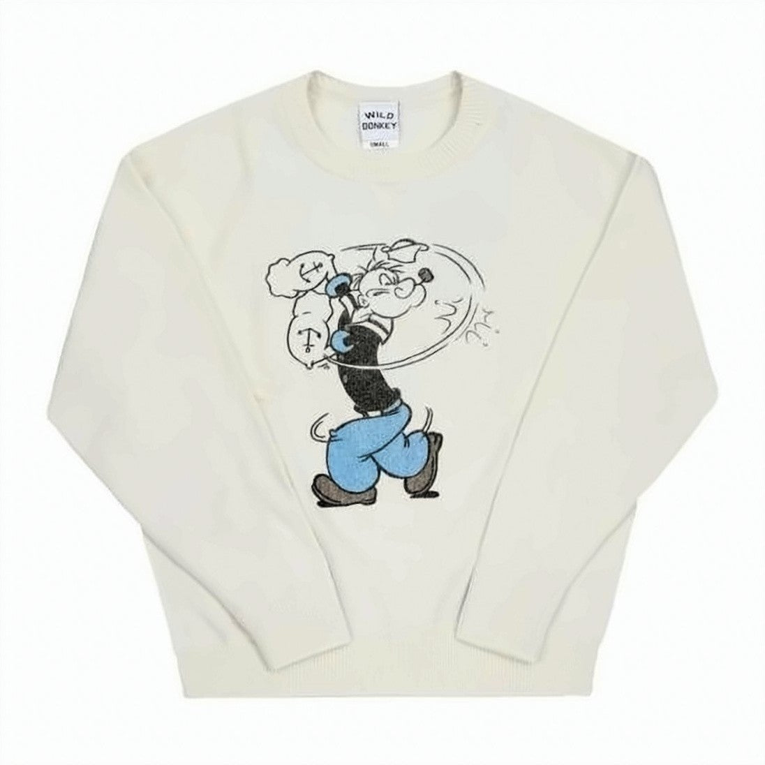 Wild Donkey Long-Sleeve Wool Sweater With Playful Cartoon Graphic
