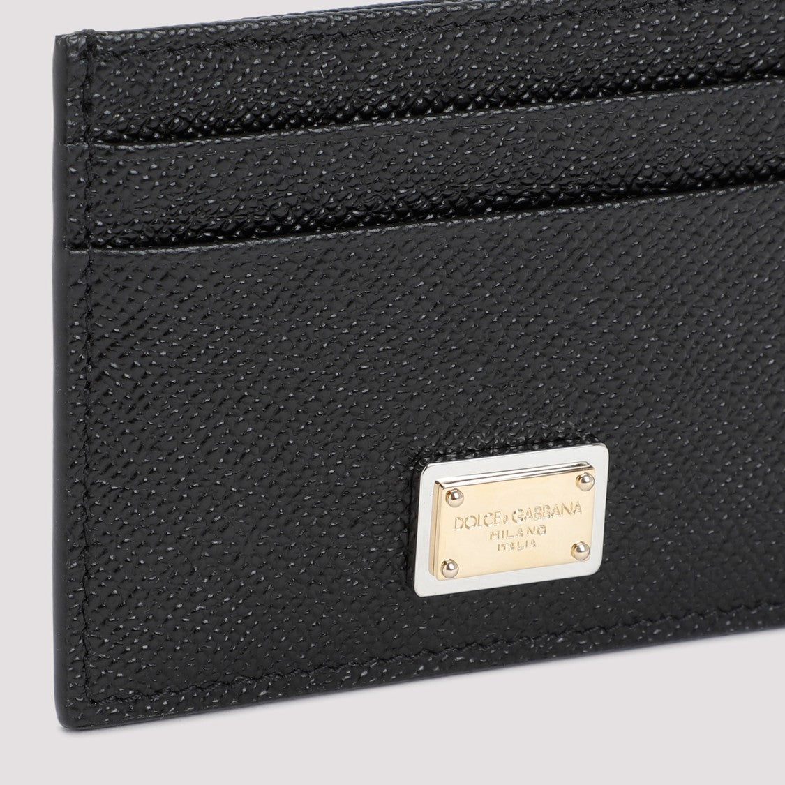 Dolce & Gabbana Black Leather Cardholder With Logo Plaque