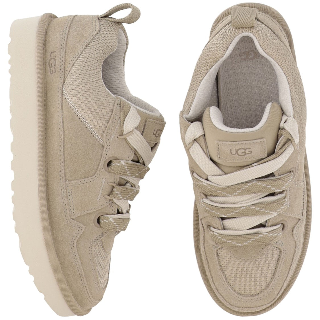 Ugg Beige Suede Woven Sneakers