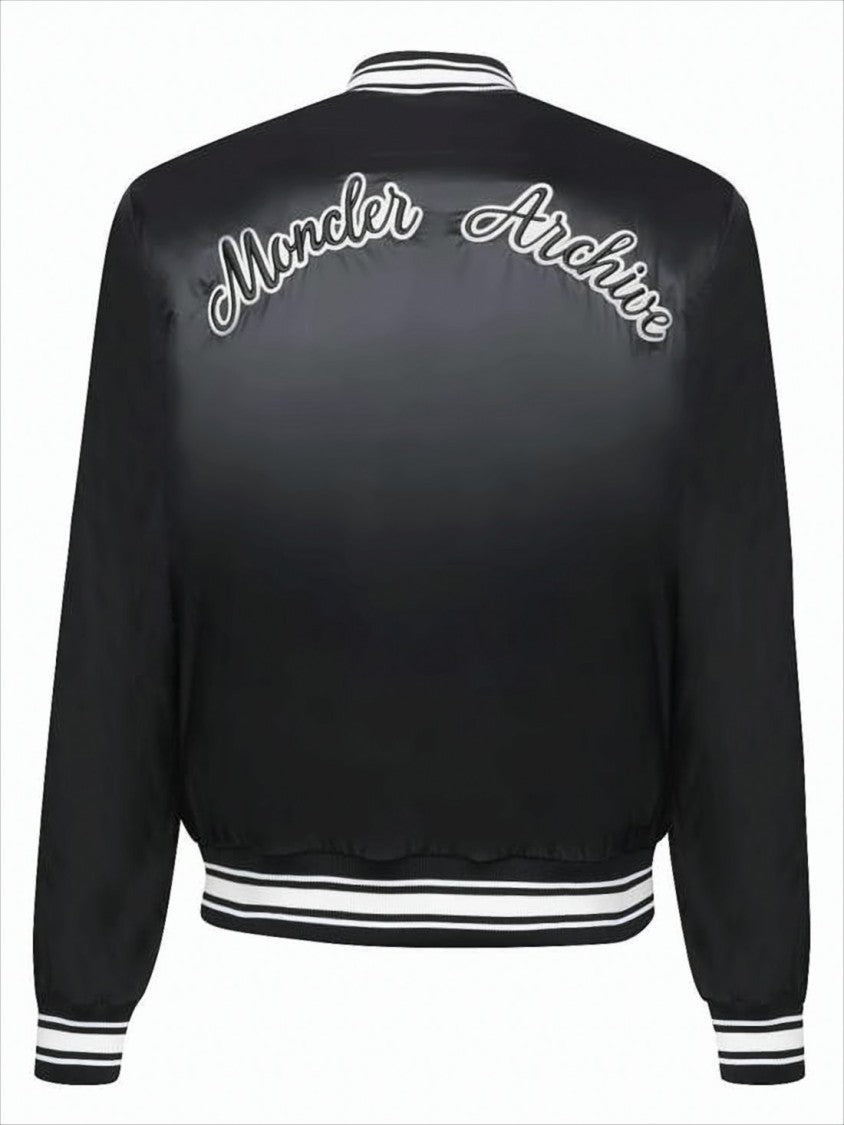 Moncler Black Polyamide Jacket With Quilted Padded Front And Logo Detail