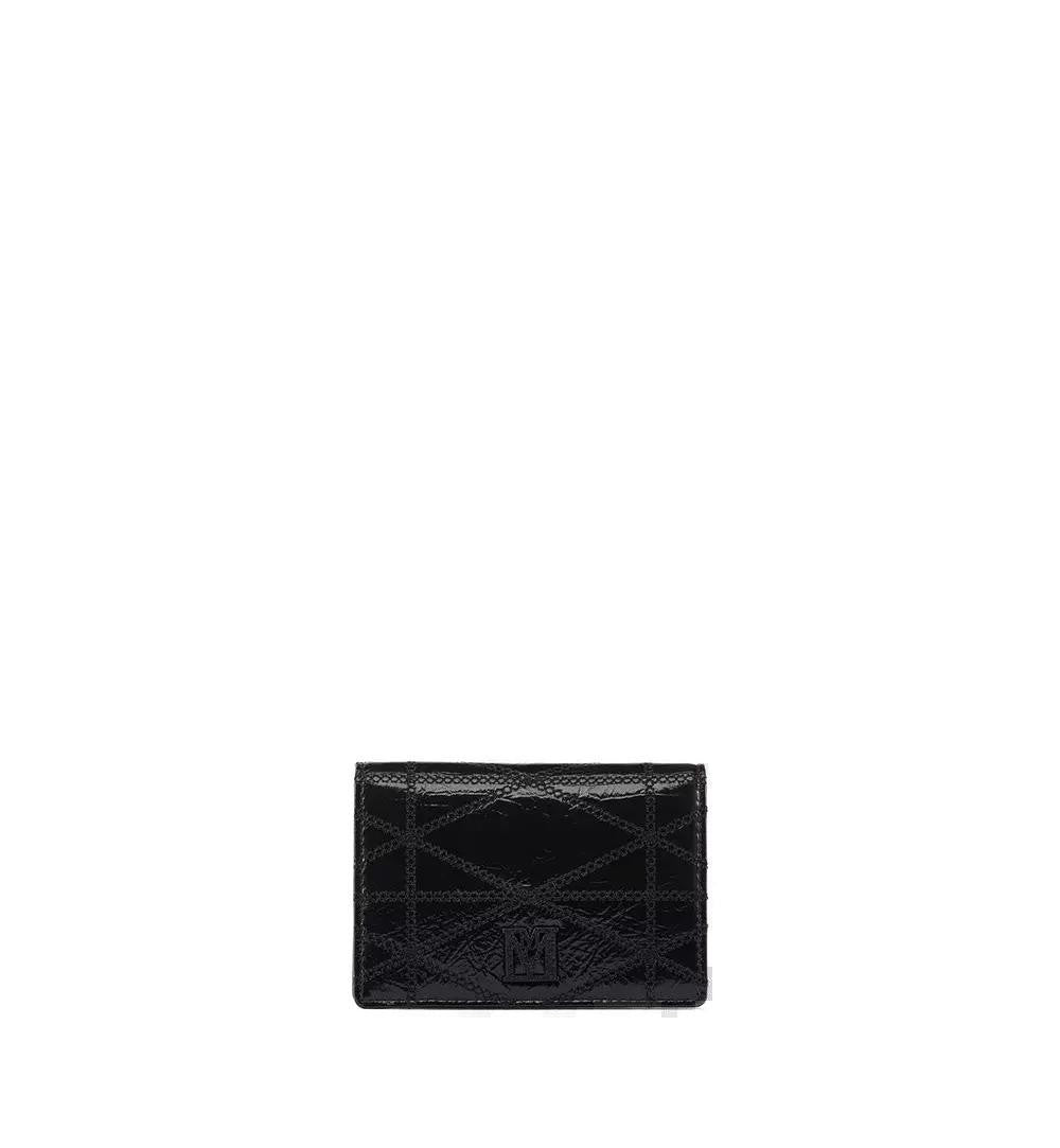 Mcm Mini Card Wallet With Quilted Bavarian Diamonds