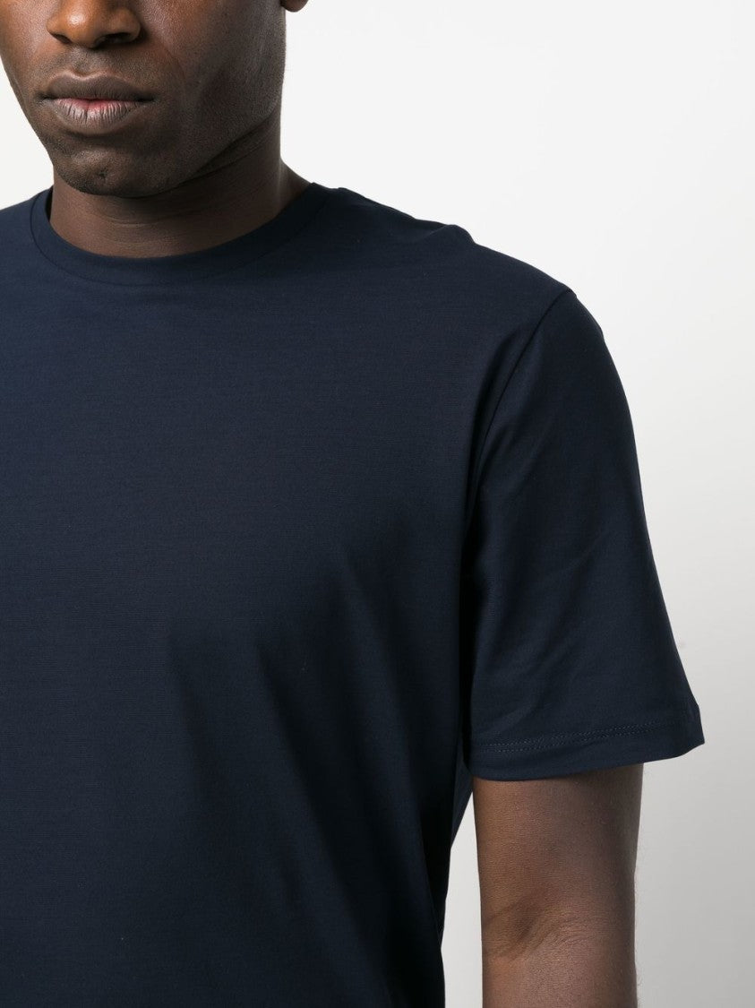 Herno Crew Neck Cotton T-Shirt In Navy Blue